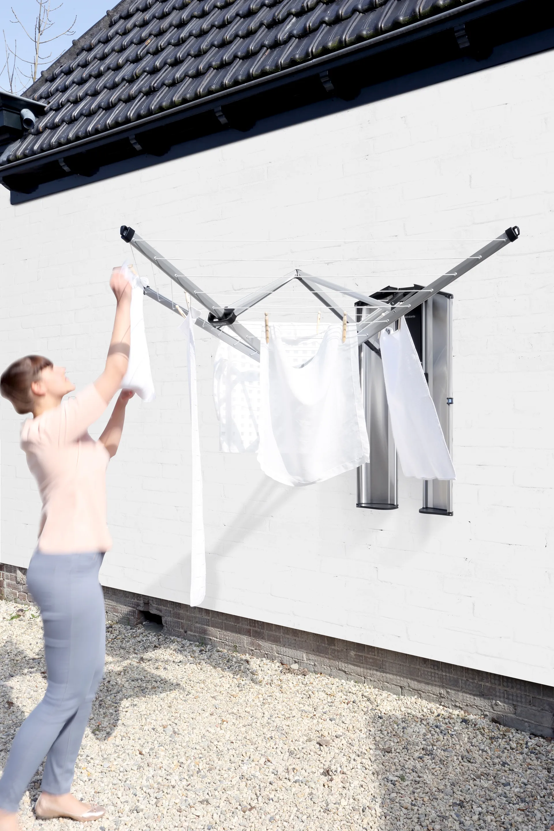 WallFix Wäschetrockner 24 m mit Schutzbox, Grau Brabantia