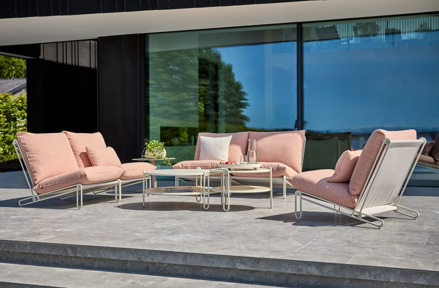 Blixt Loungesessel, Pearl white-teddy orange Brafab