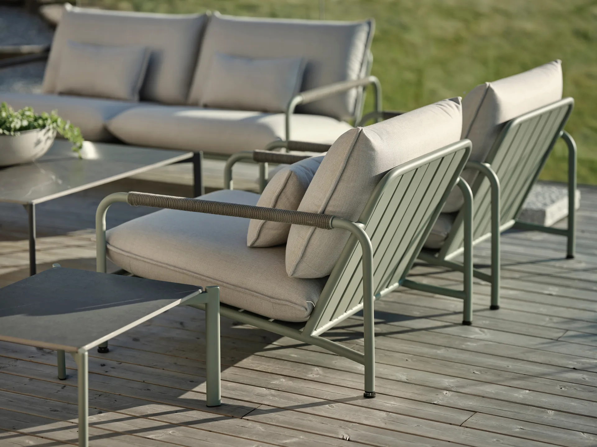 Lerberget Loungesessel, Grün-Asche Brafab