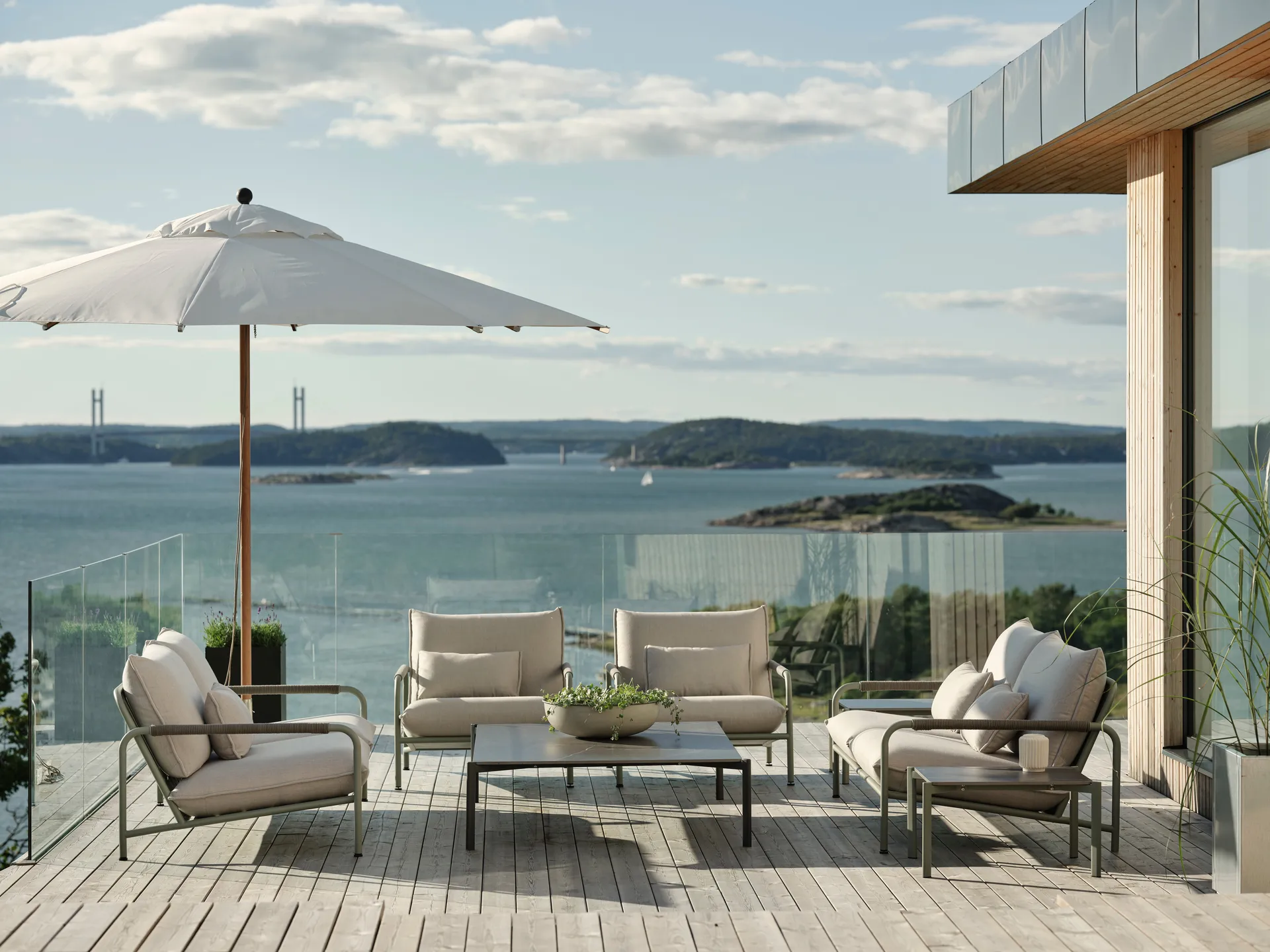 Paliano Sonnenschirm, Natur-weiß 350 cm Brafab