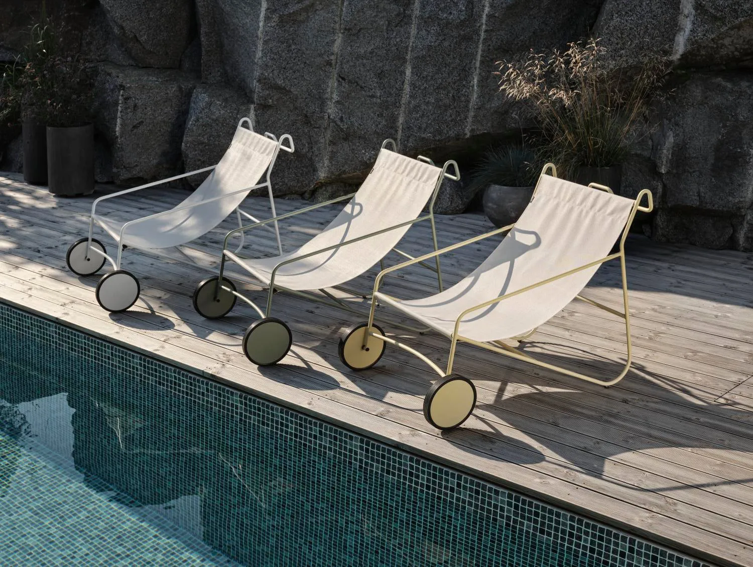 Poul Chair Loungefauteuil, Dusty green-vit Brafab