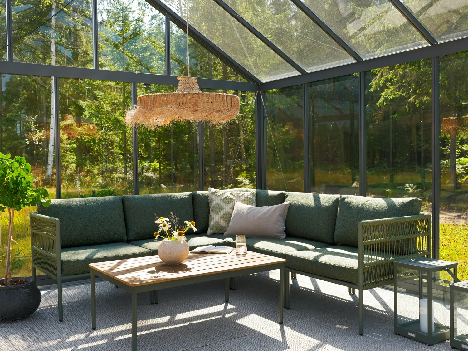 Reno Couchtisch, Nordic green-natural wood, 110x70 cm Brafab