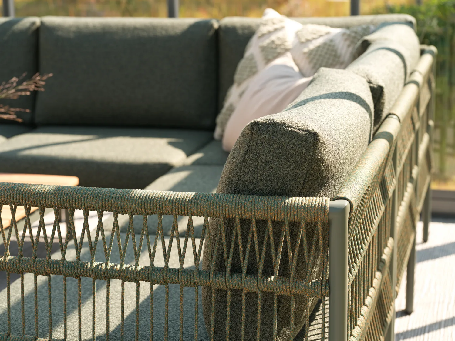 Reno Modulsofa, Nordic green-raw avocado, Ecke Brafab