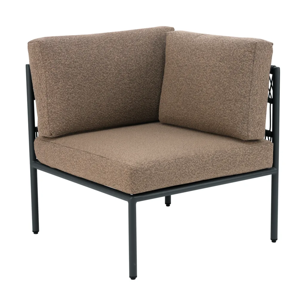 Reno Modulsofa, Schwarz-raw peanut, Ecke Brafab