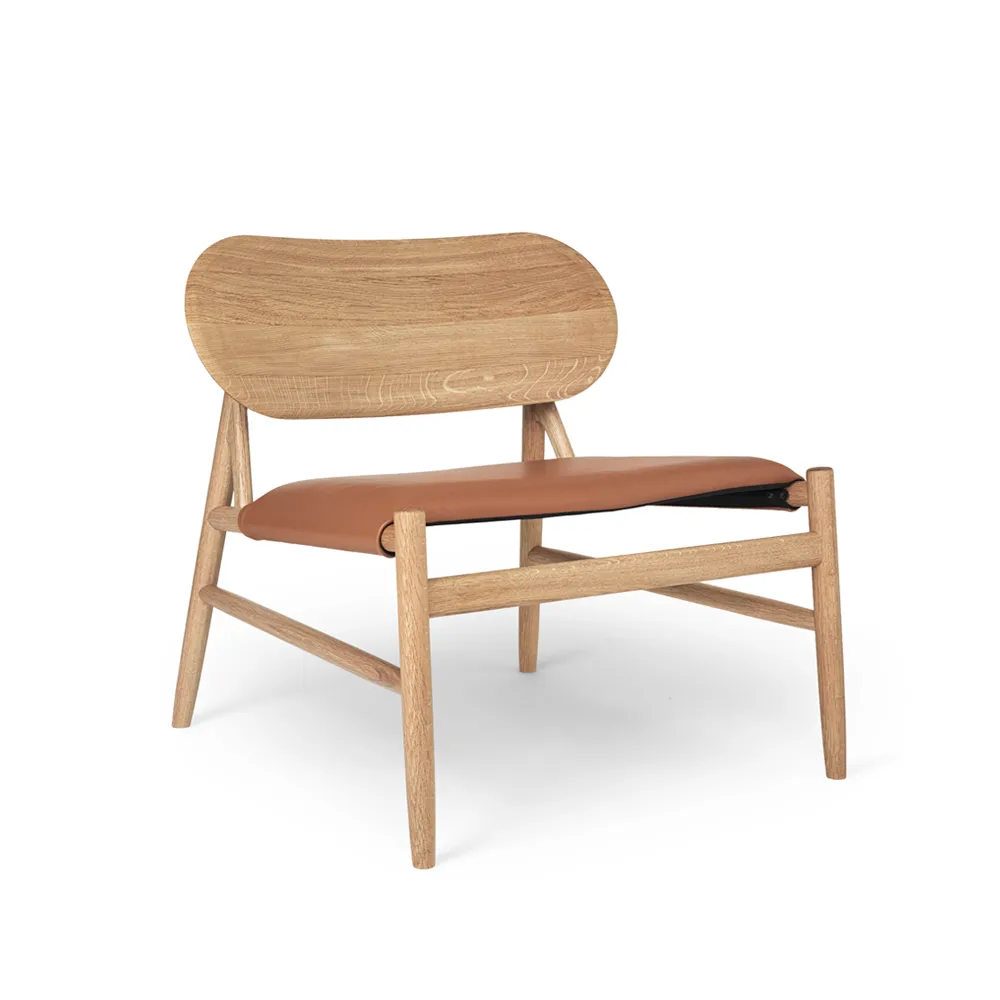Ferdinand Loungestuhl, Leder cognac, Eichengestell wachsgeölt Brdr. Krüger