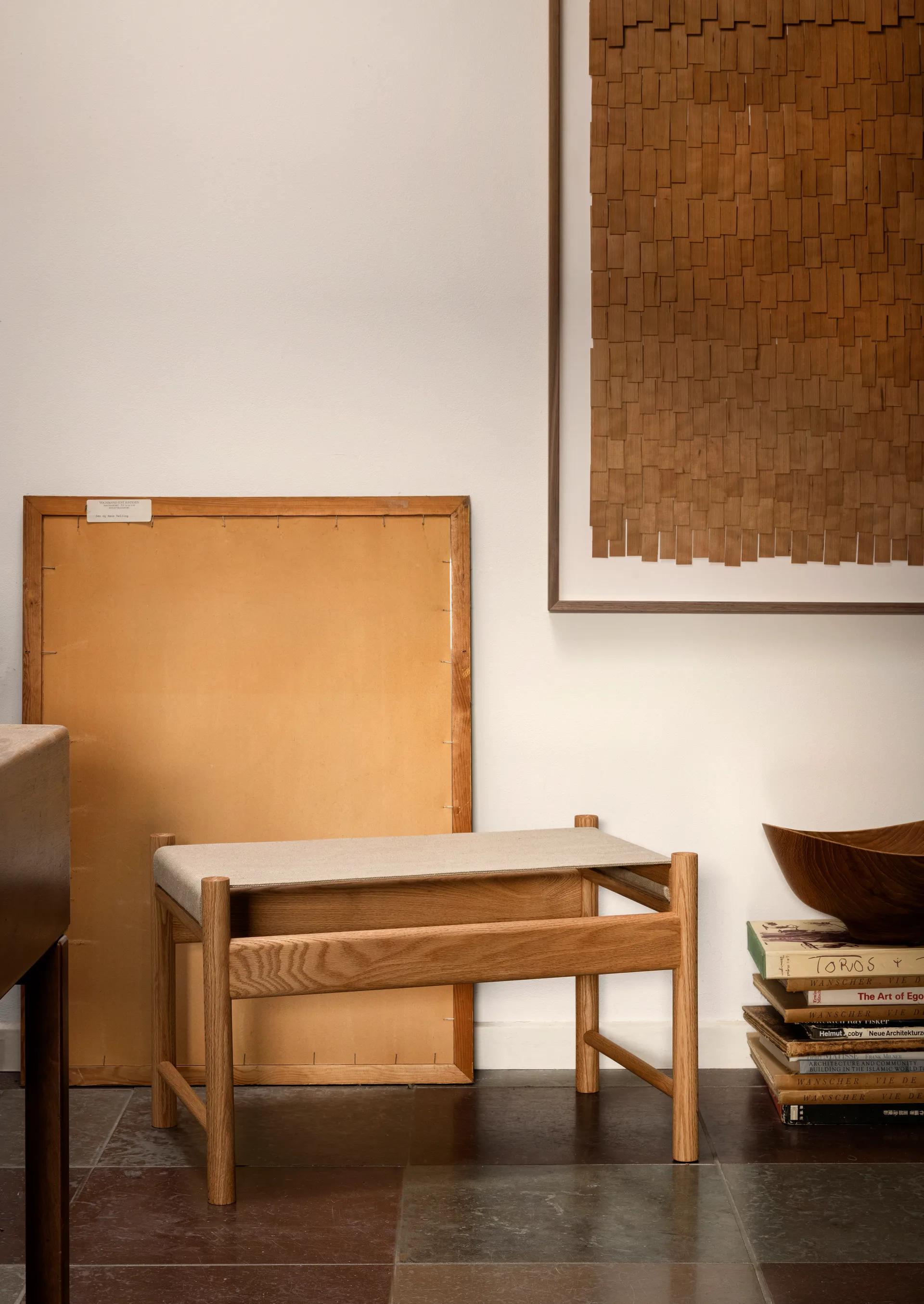 HB Hocker, Eiche geölt-Canvas Brdr. Krüger