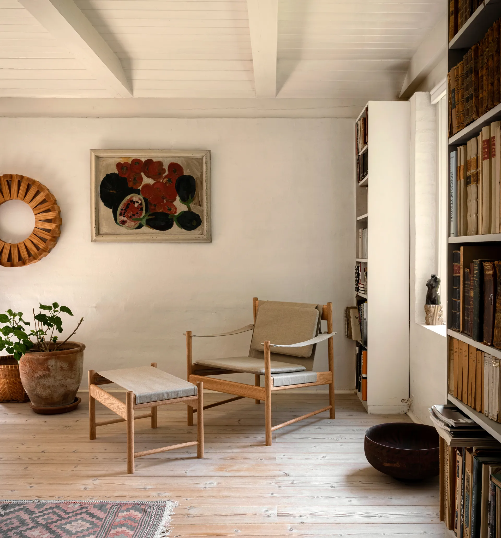 HB Hocker, Eiche geölt-Canvas Brdr. Krüger