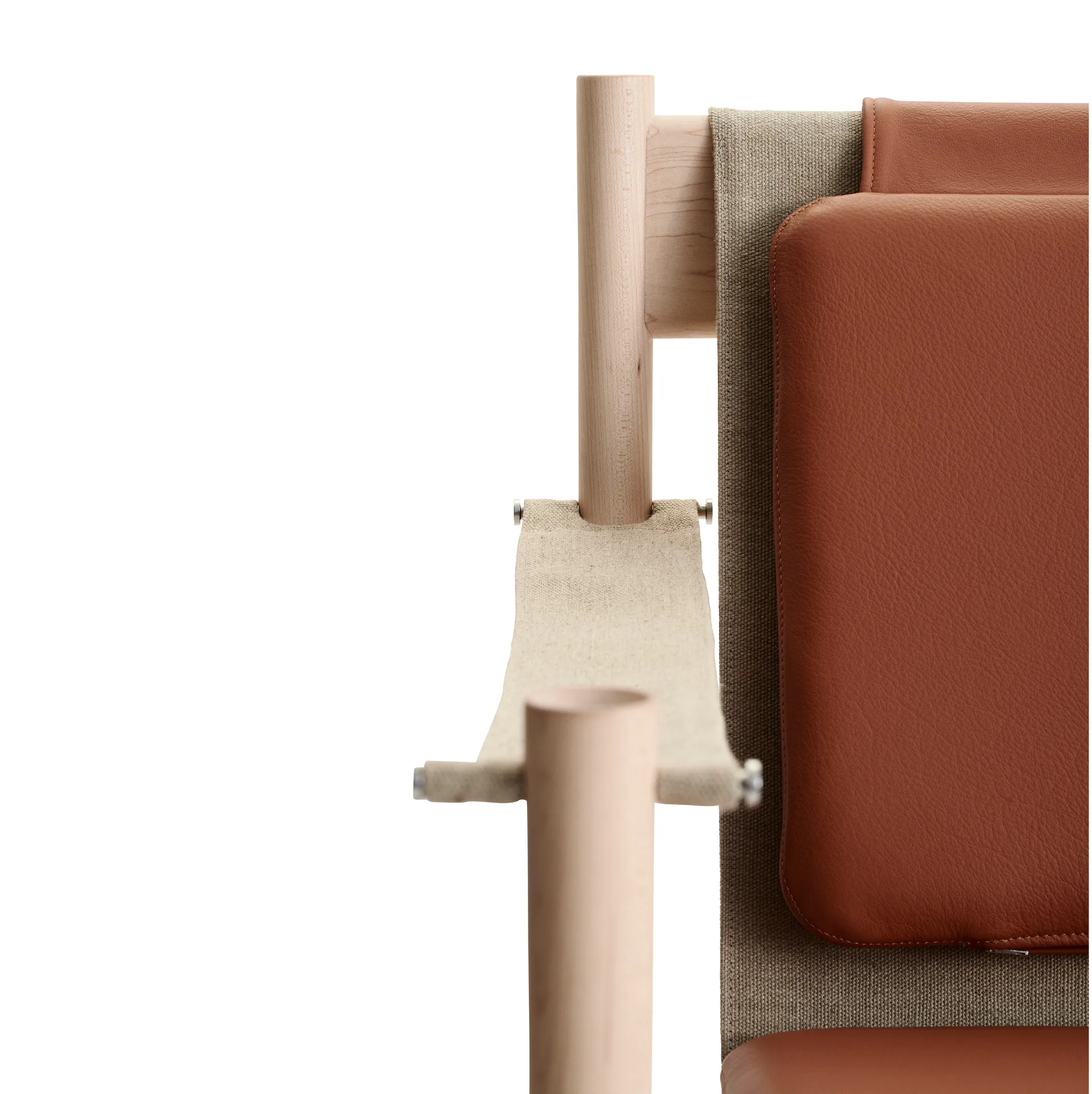 HB Loungestuhl, Ahorn weiß geölt-Leder brandy Brdr. Krüger