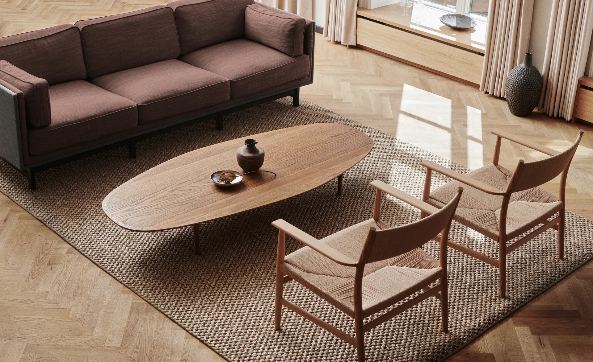 Jari Couchtisch 80x180cm, Eiche geräuchert Brdr. Krüger