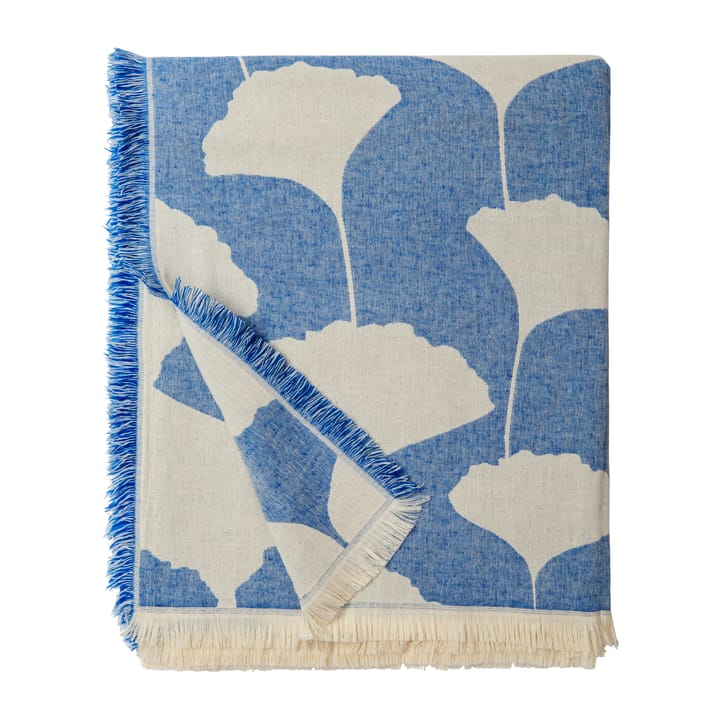 Ginko Baumwolldecke 130 x 170cm, Blau-weiß (Indigo) Brita Sweden