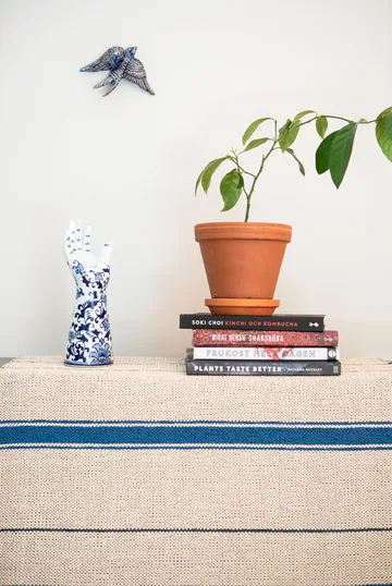 Trapeze Teppich indigo (Cremeweiß-Blau) - 80 x 225cm - Brita Sweden