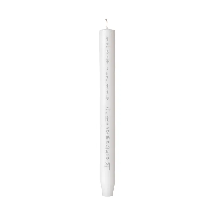 Handgeschriebene Kalenderkerze - Pure White-Silber - Broste Copenhagen