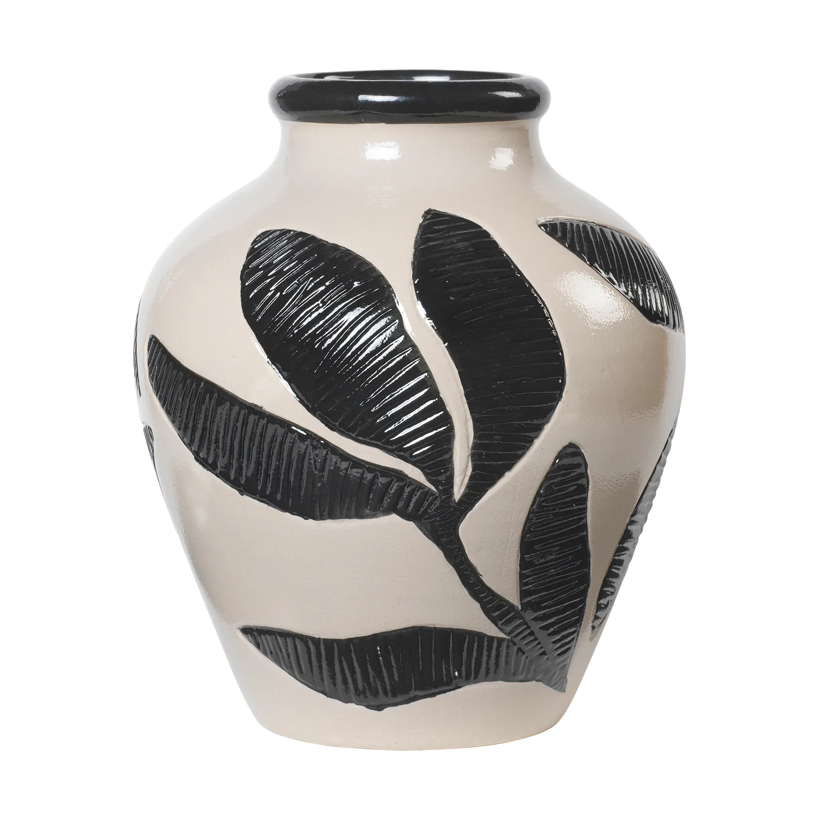 Herbert Vase 30 cm, Black-rainy day green Broste Copenhagen