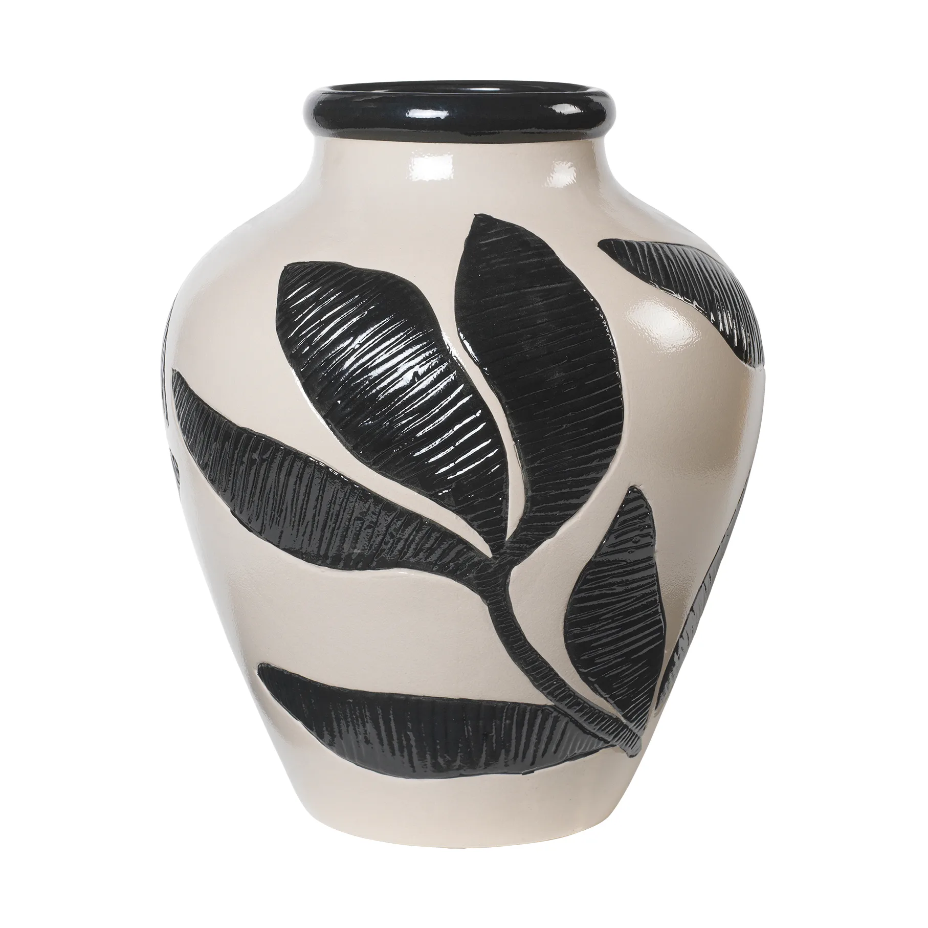 Herbert Vase 40 cm, Black-rainy day green Broste Copenhagen