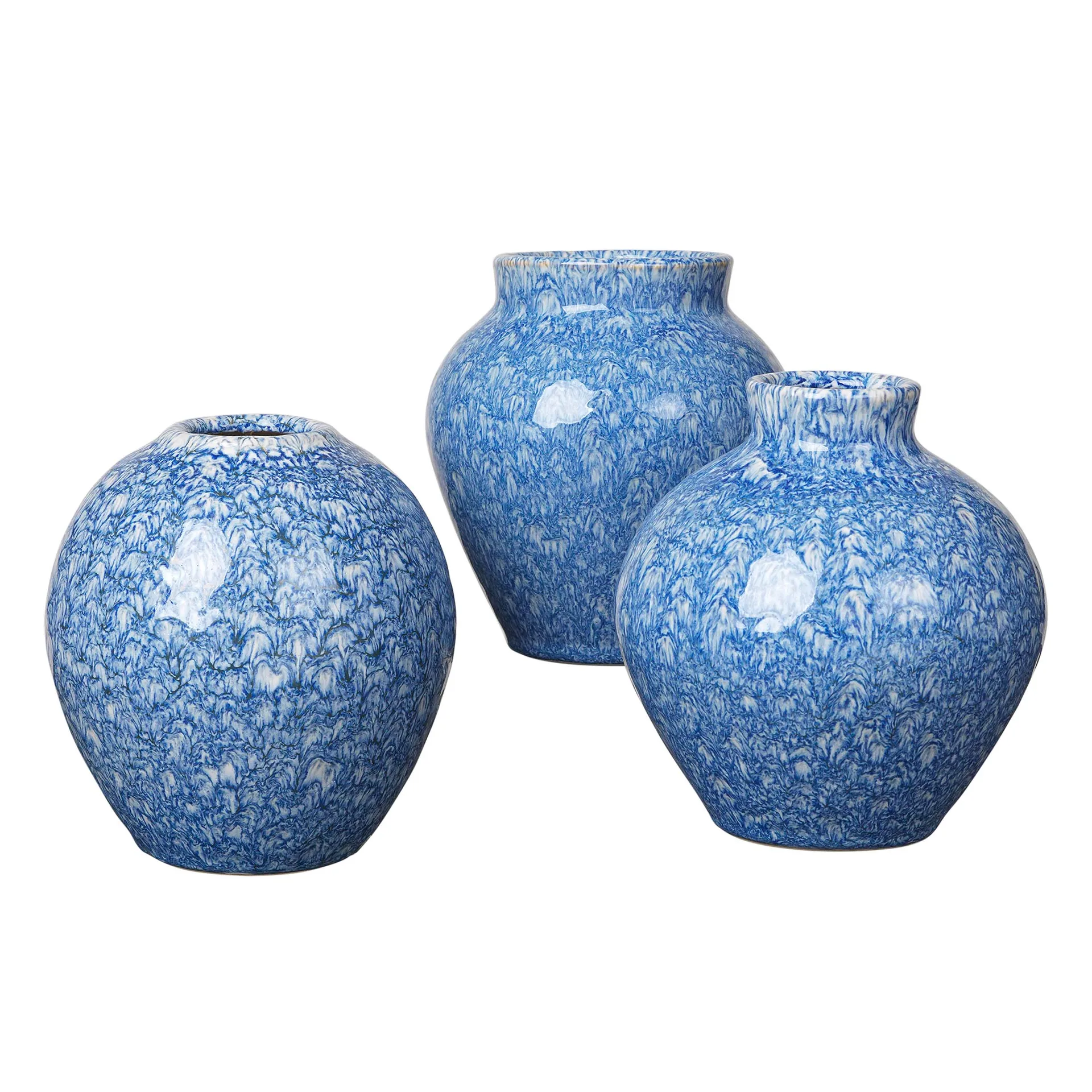 Ingrid Keramikvase 14,5cm 3er Pack, Insignia blue-white Broste Copenhagen