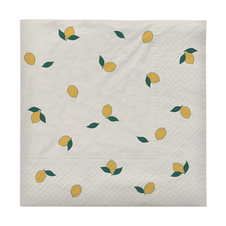 Lemon Serviette 33x33 cm 20er-Pack - Off White-Yellow - Broste Copenhagen