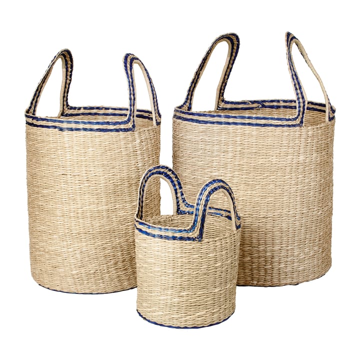Lykke Korb 3 Teile - Natural-blue - Broste Copenhagen