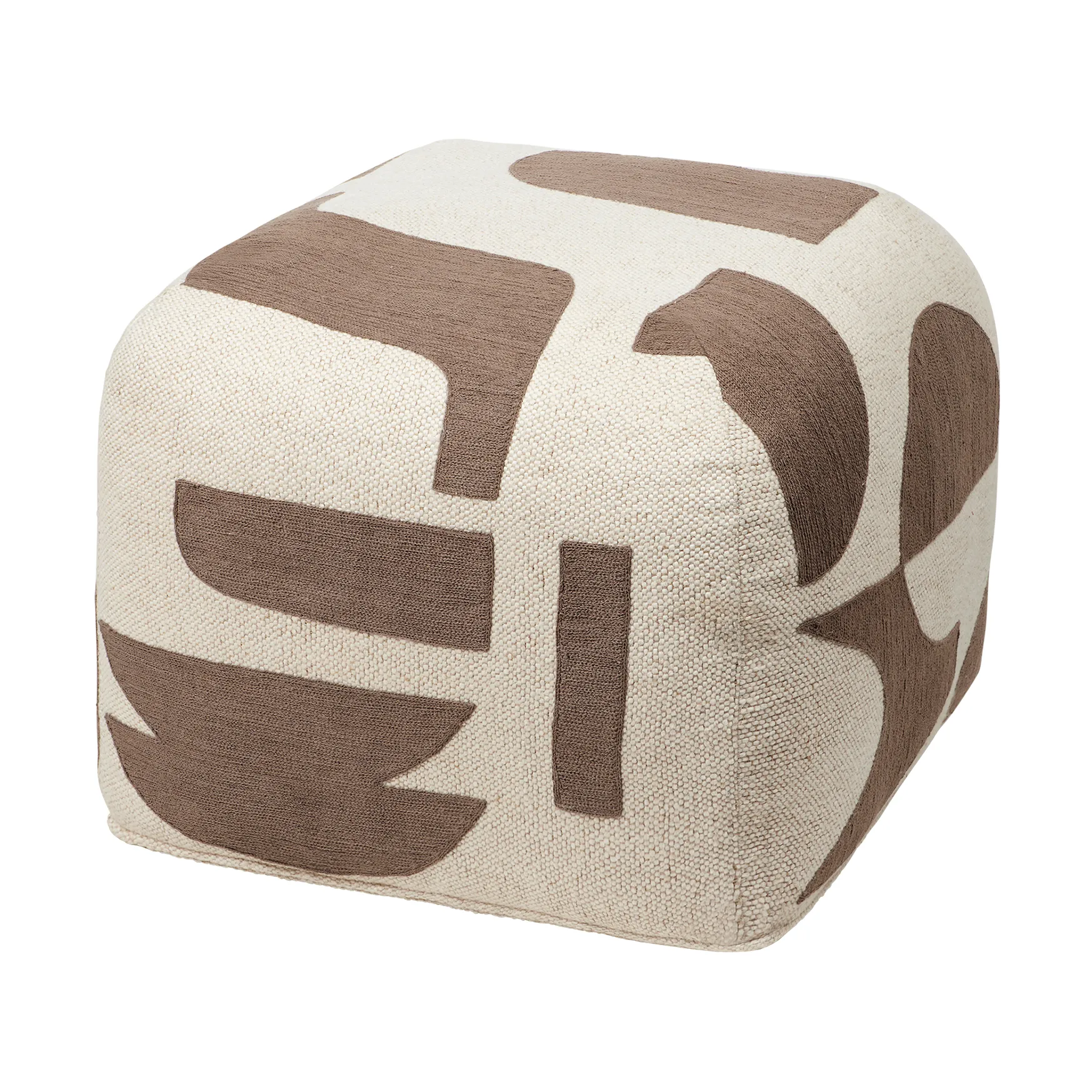 Mundo Pouf 38 cm, Kangaroo brown-Off White Broste Copenhagen