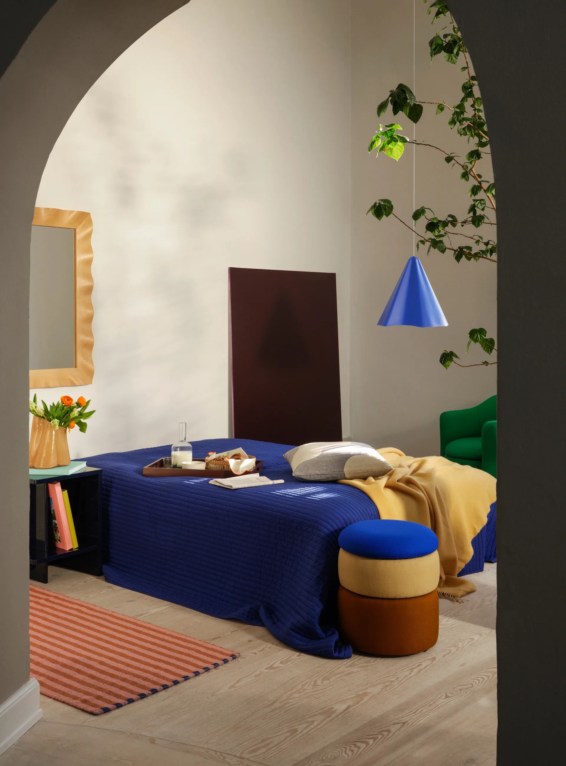 Pond Pouf 42cm, Blue-sand-ochre Broste Copenhagen