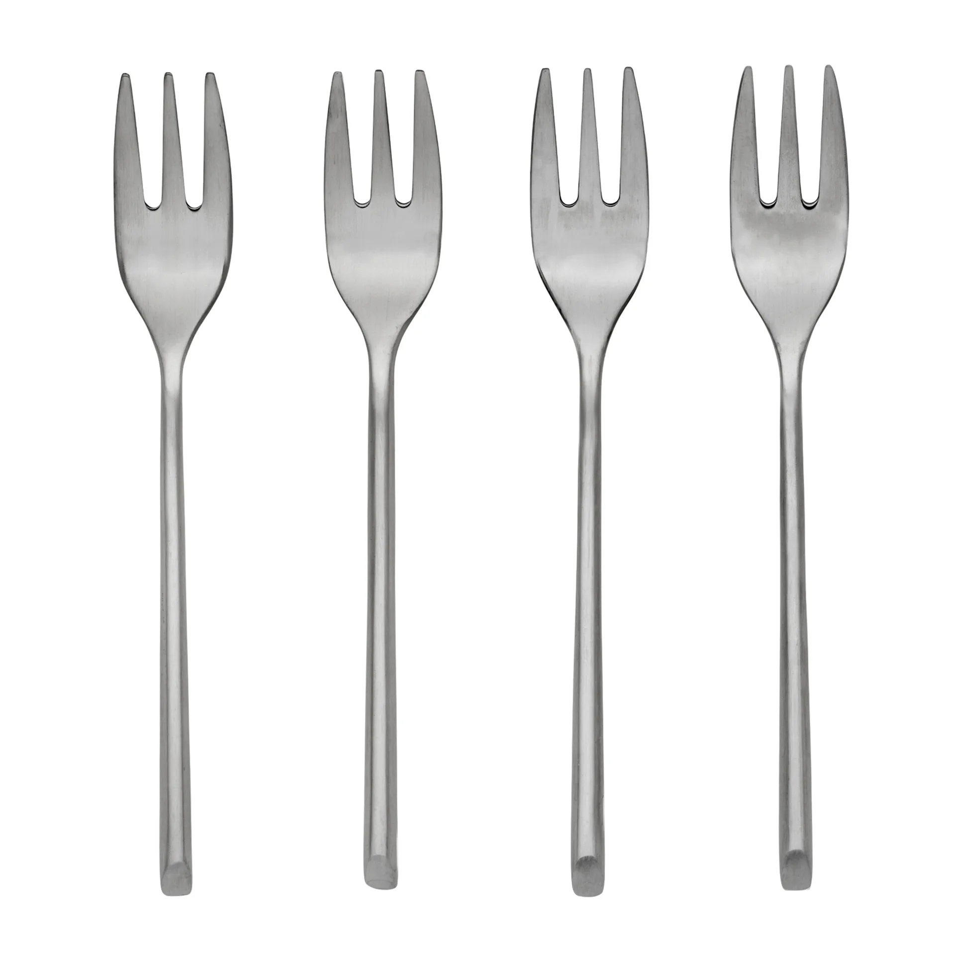 Dessertbesteck-Set 4-teilig – Edelstahl, Silber, 12,5 Cm, Mit Bambus-Design-Griff, Für Kuchen, Desserts, Teezeit