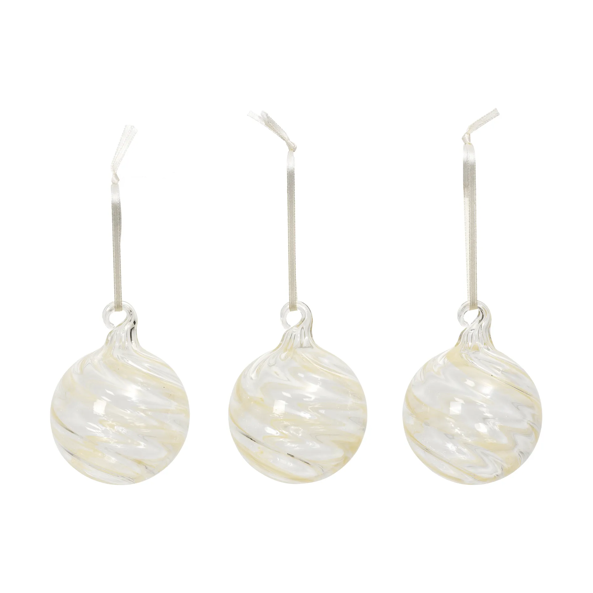 Swirl Weihnachtskugel, Off white-Clear Broste Copenhagen