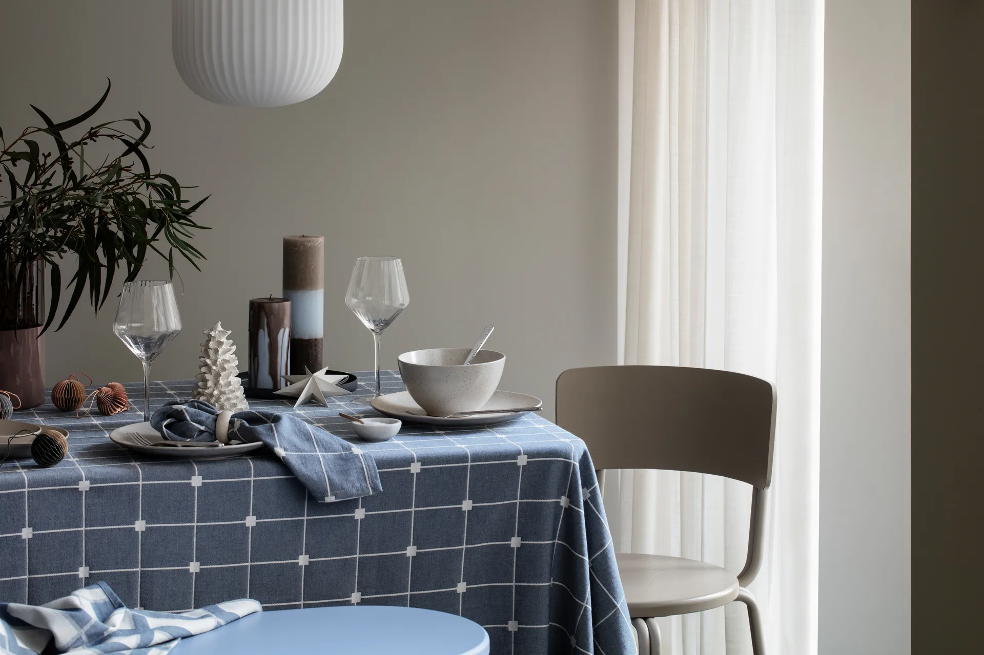 Tila Stoffserviette 45 x 45cm, Maritime blue-off white Broste Copenhagen