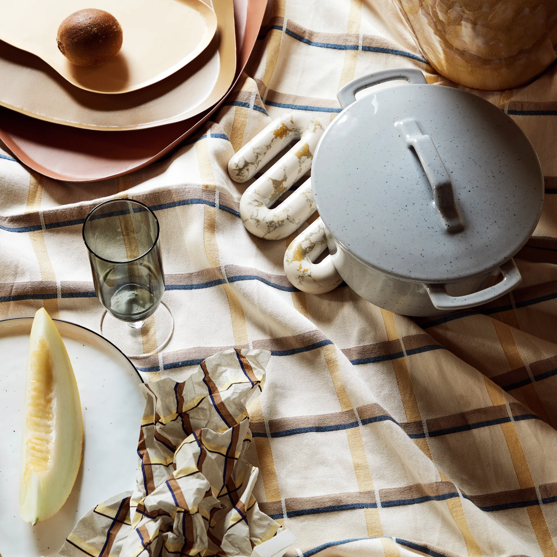 Zappa Tischtuch 160 x 300cm, Pale banana yellow Broste Copenhagen