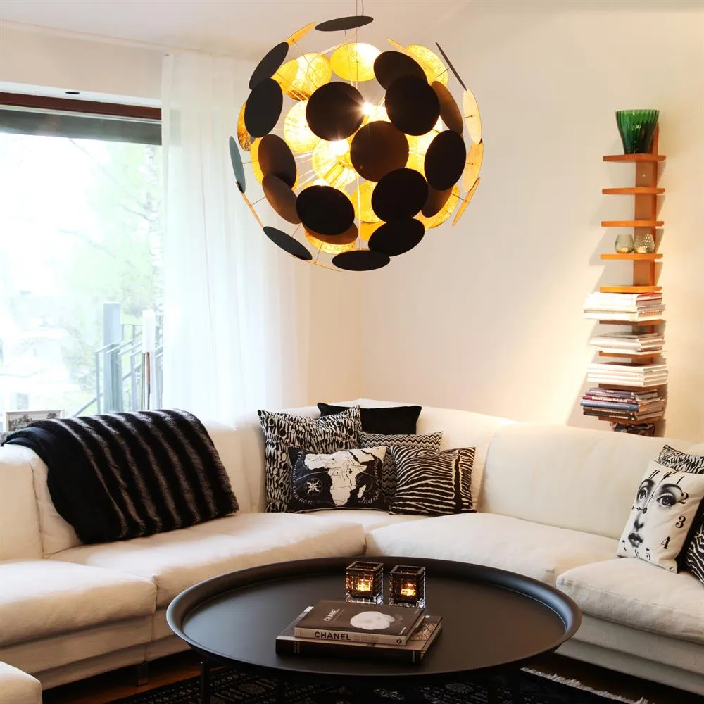 Planet Pendelleuchte 66 cm, Schwarz-gold By Rydéns