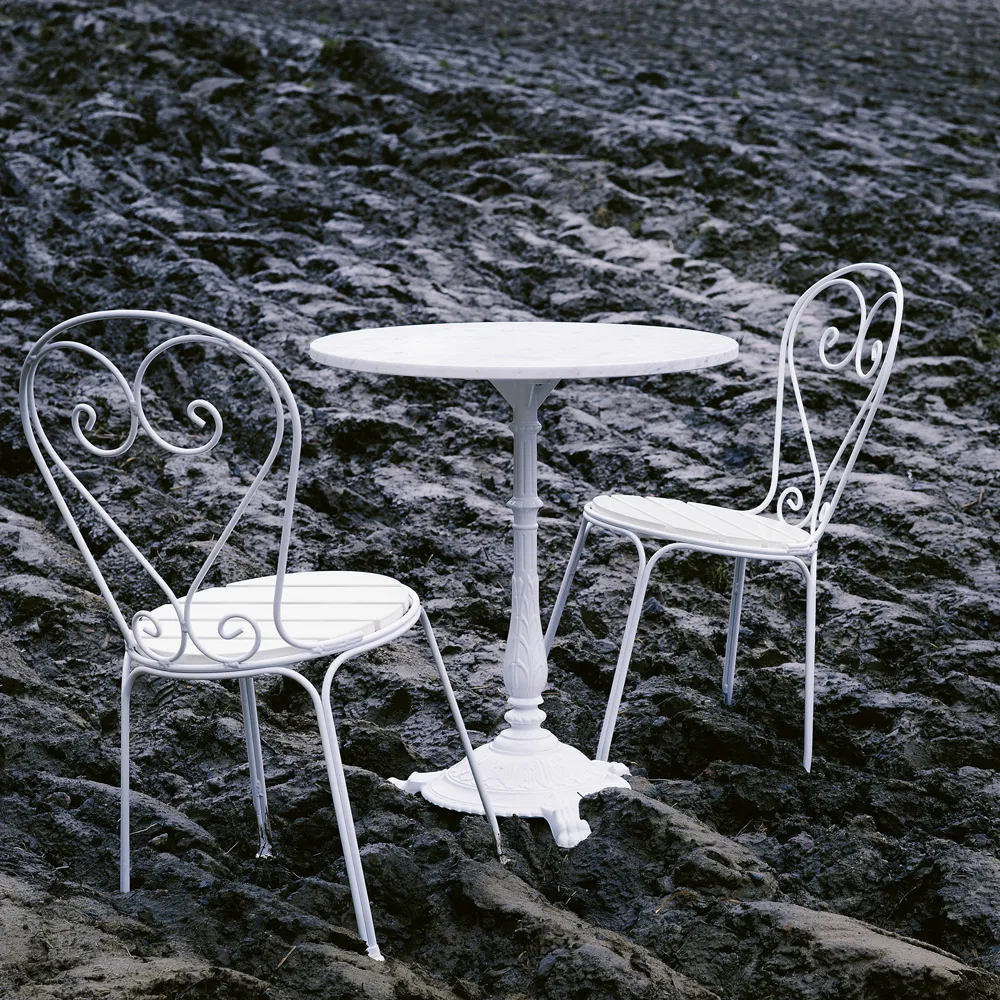 Classic Café-Tisch, Marmor weiß, weißes Gestell Byarums bruk