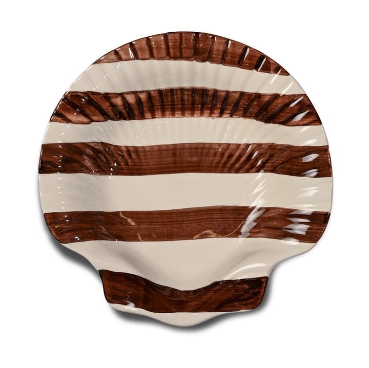 Armona stripe Teller 23,5x23,5 cm - Dunkelbraun-weiß - Byon