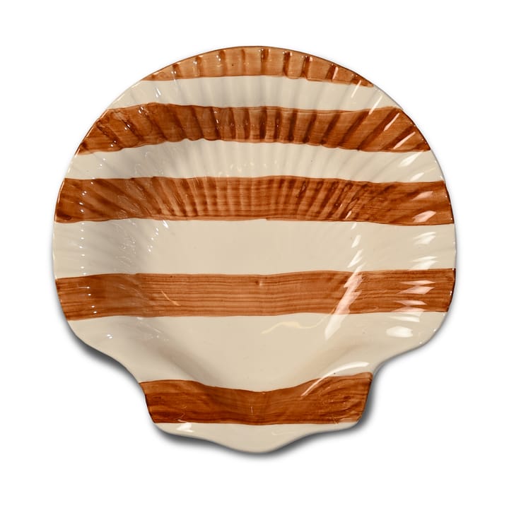 Armona stripe Teller 23,5x23,5 cm - Hellbraun-weiß - Byon