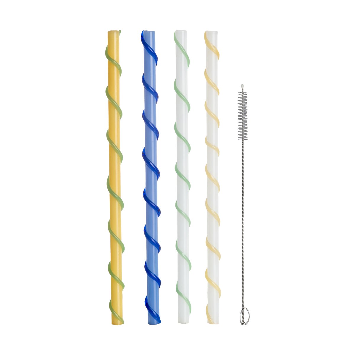 Byon Celebrate Trinkhalme lang 20 cm 4 Stück Blau-weiß-gelb-grün