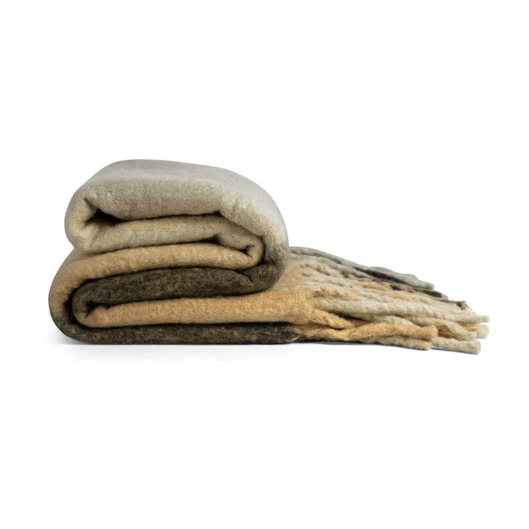 Check Wolldecke, Mixed beige Byon
