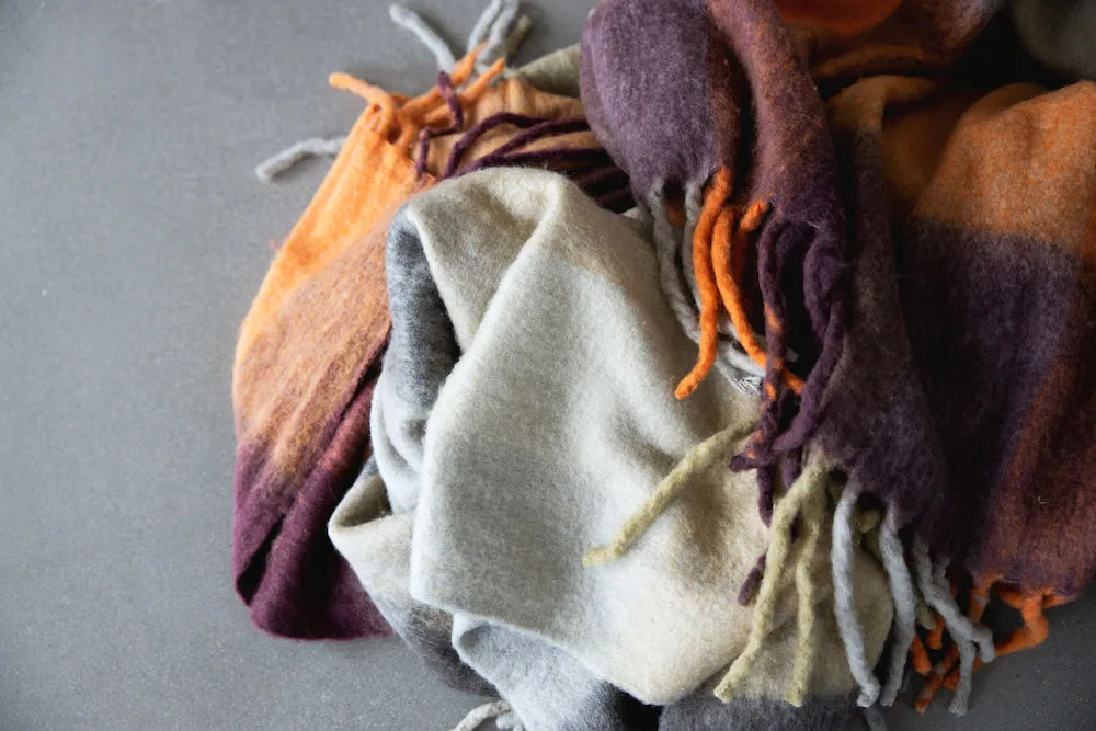 Check Wolldecke, Mixed orange Byon