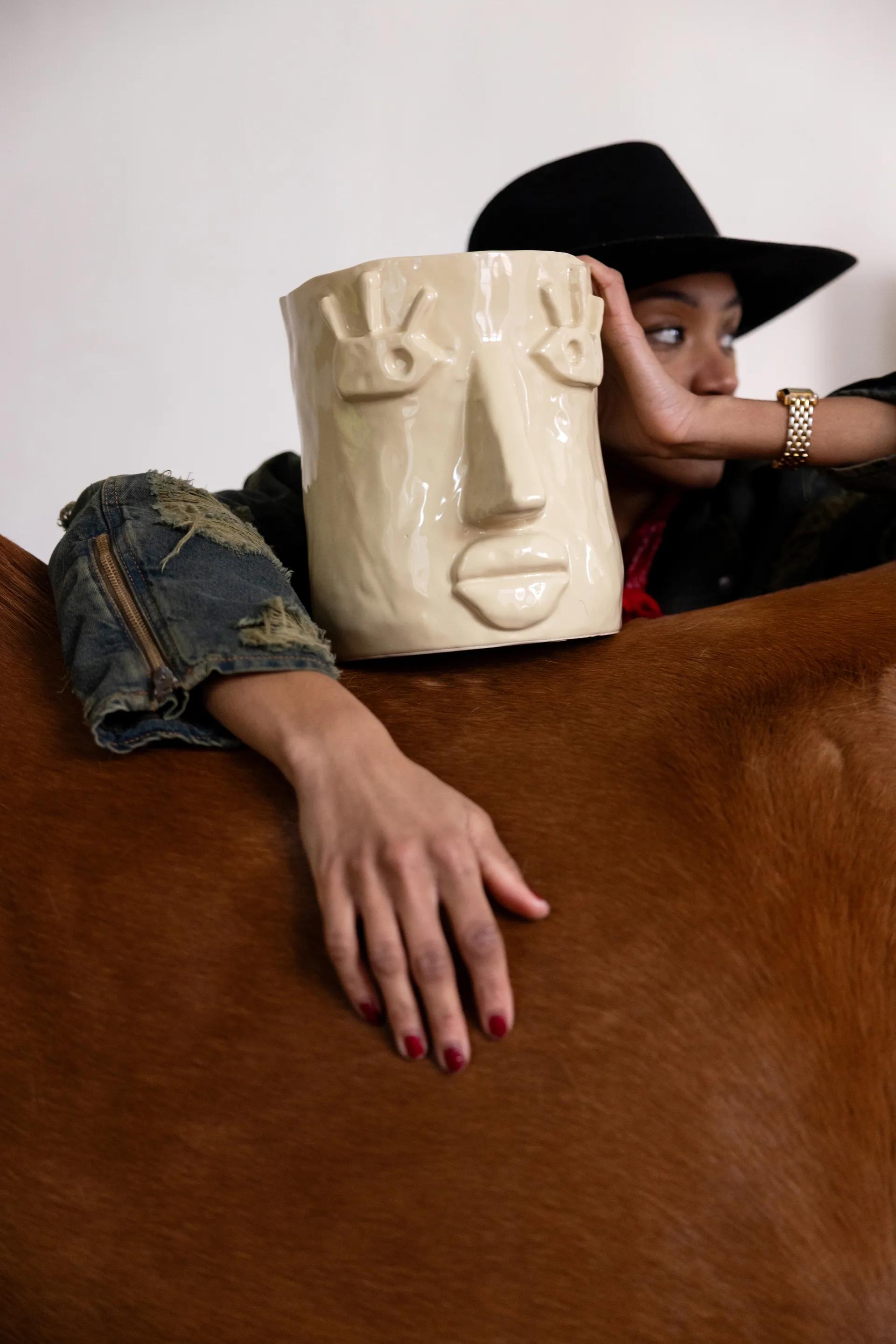 Facy Blumentopf L 24x19x22 cm, Beige Byon