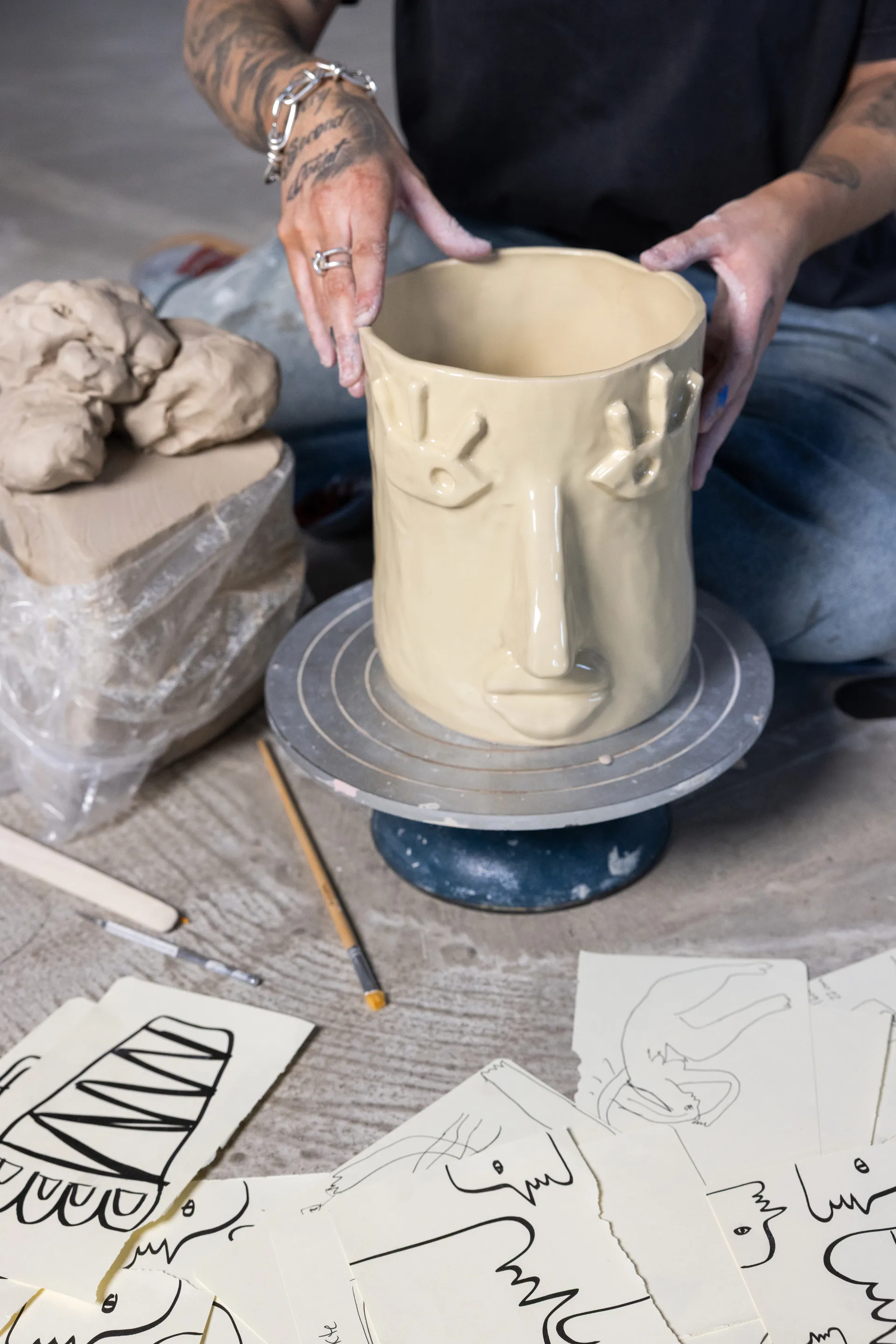 Facy Blumentopf L 24x19x22 cm, Beige Byon