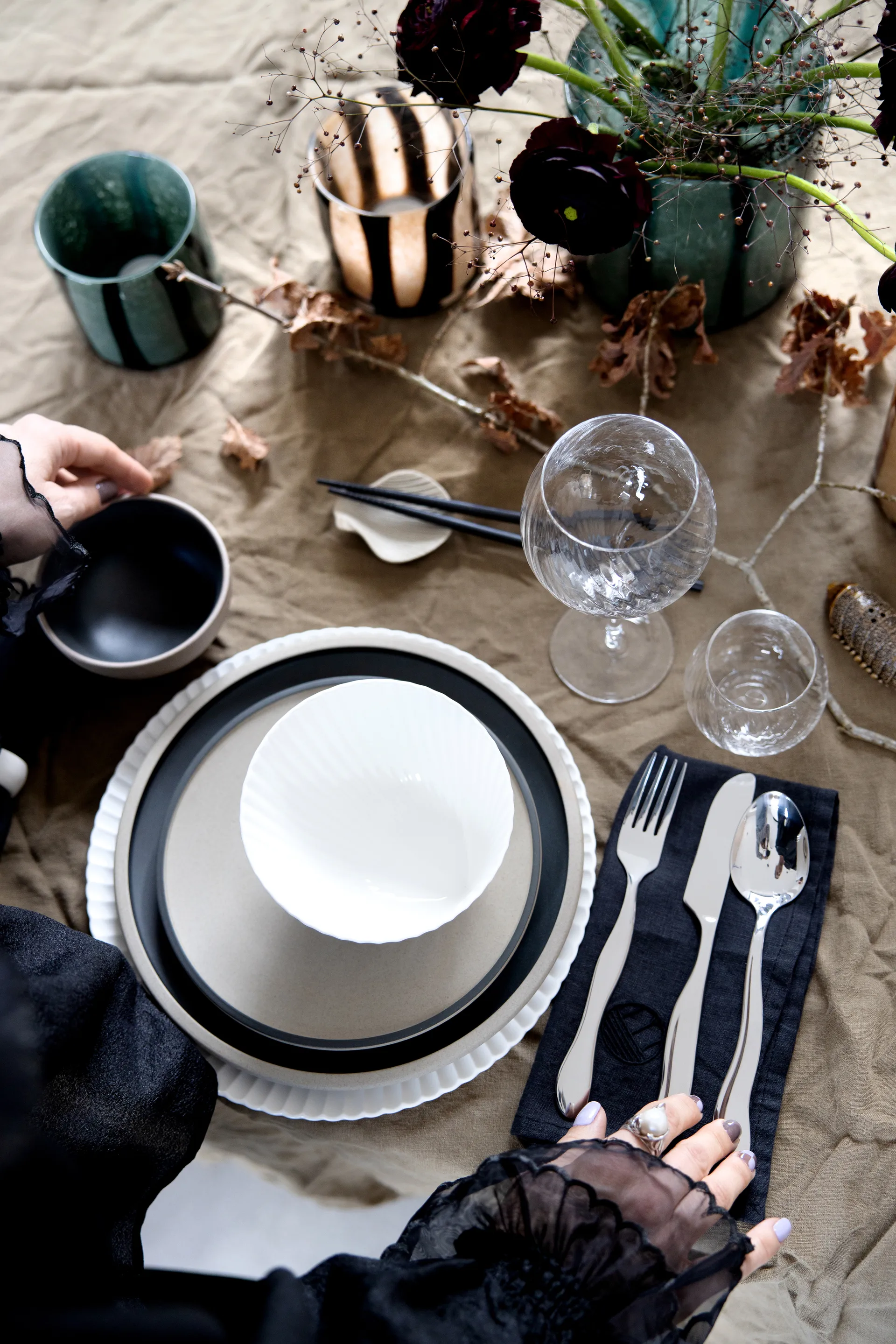 Fumiko Halter für Essstäbchen 4er-Pack, Beige Byon