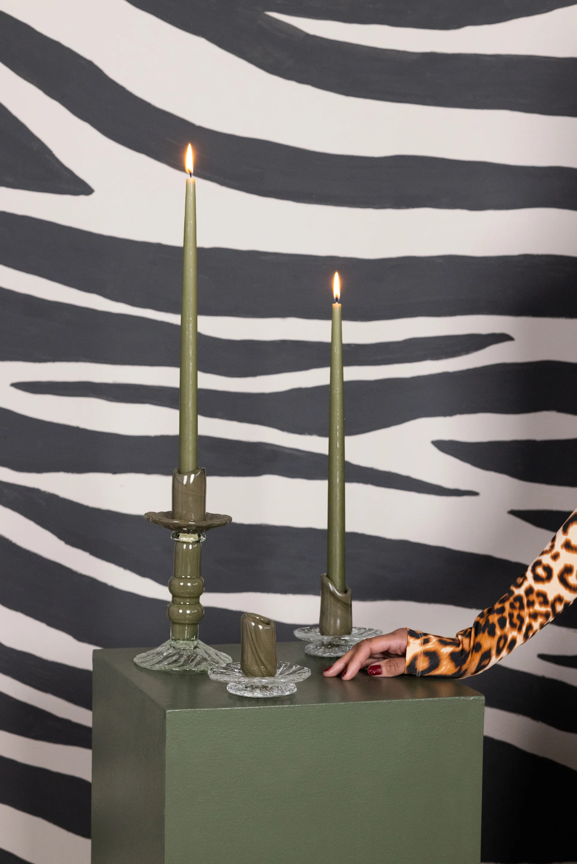 Lara Kerzenständer S 22 cm, Grün-klar Byon