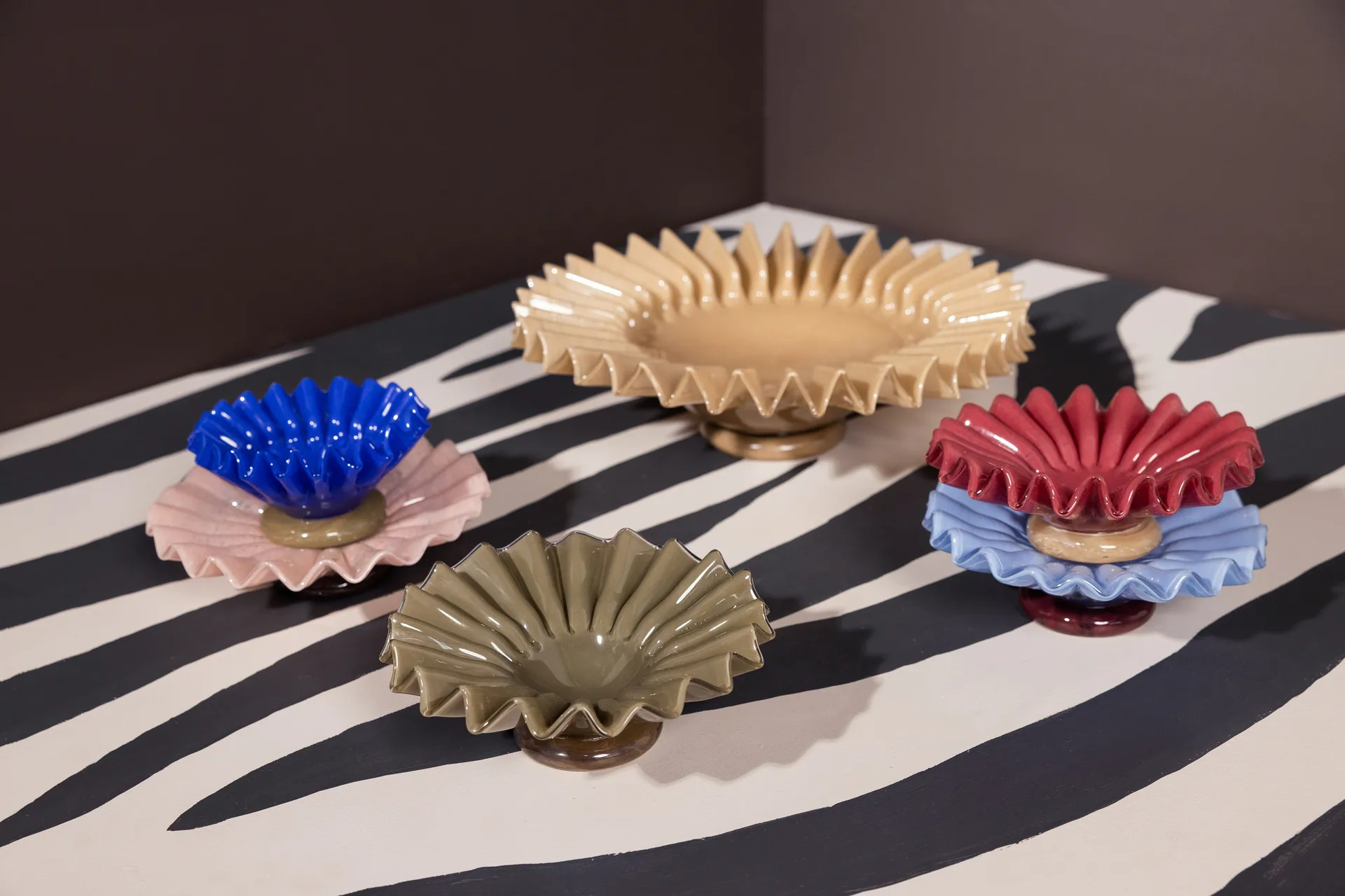 Lori Schale M Ø18cm, Grün-beige Byon