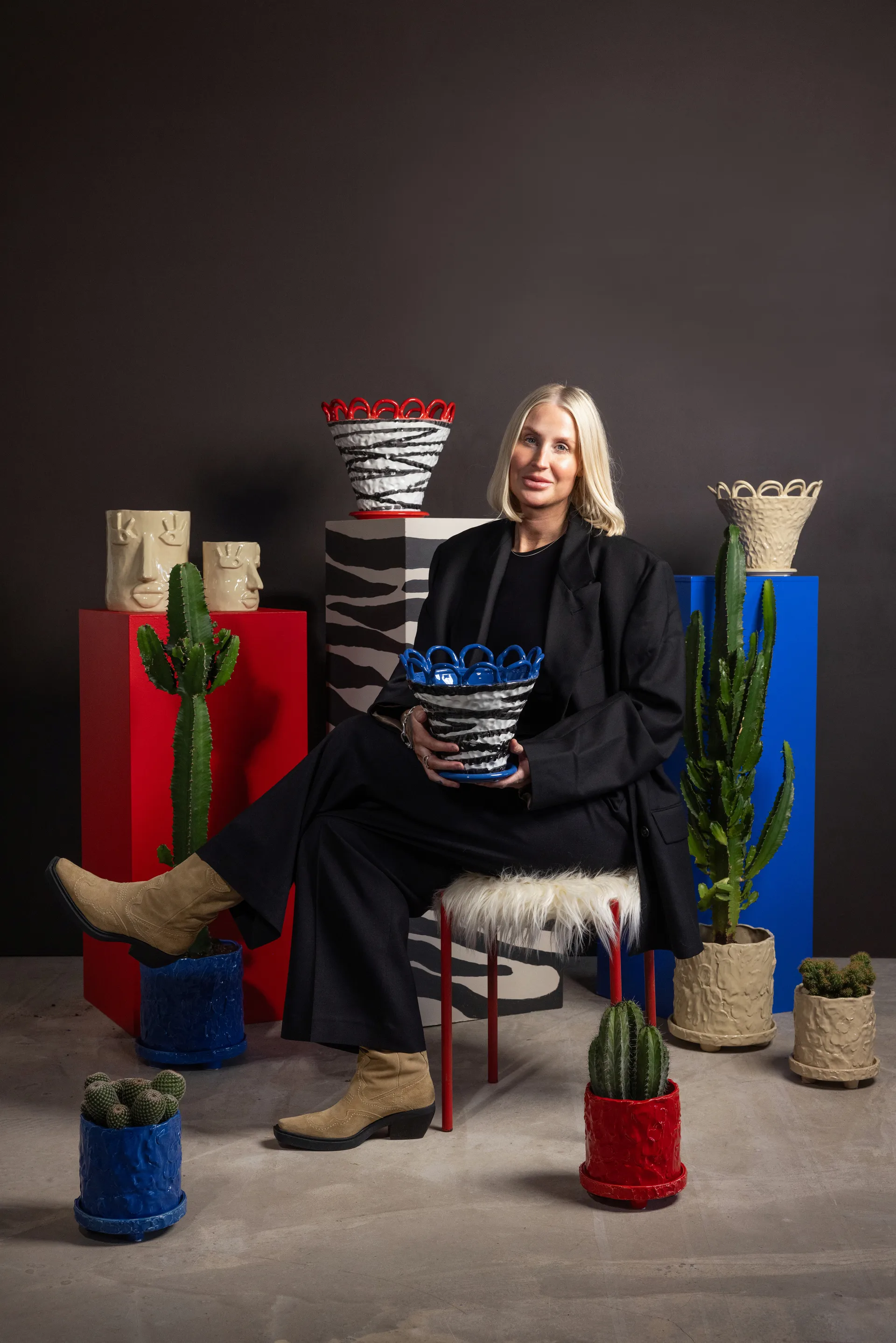 Muddy kruka L Ø23 cm, Blau Byon