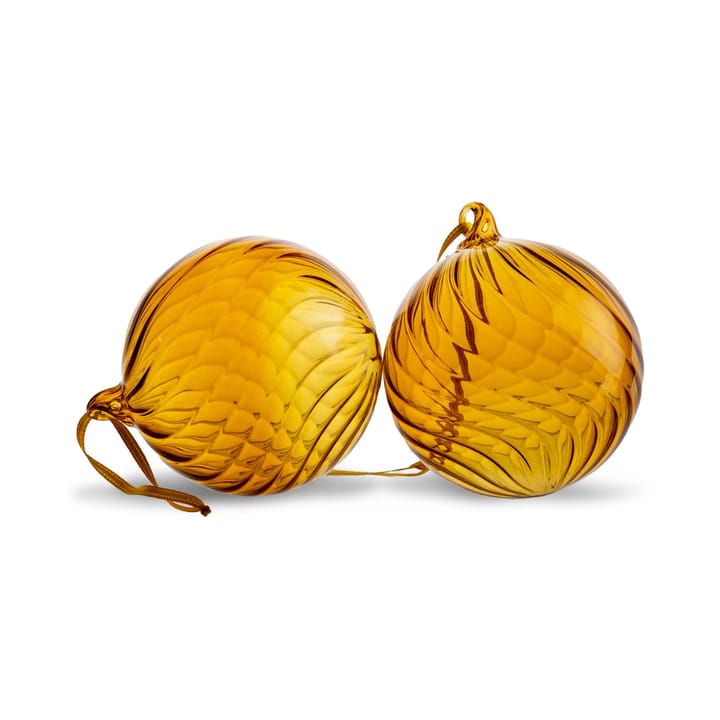 Opacity Weihnachtsbaumkugel M Ø8 cm 2er-Pack - Gelb - Byon
