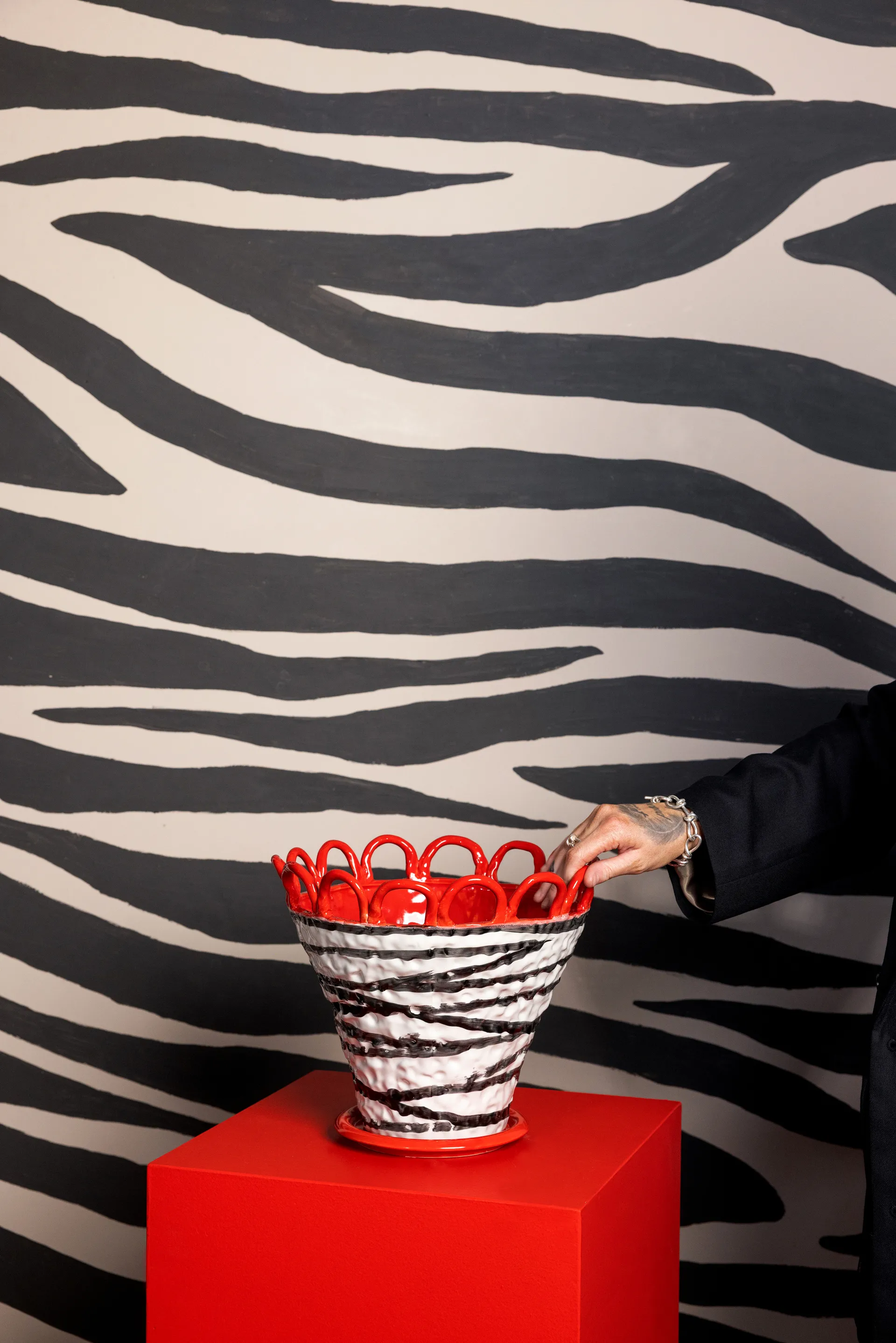 Patty Topf L Ø30 cm, Zebra-rot Byon