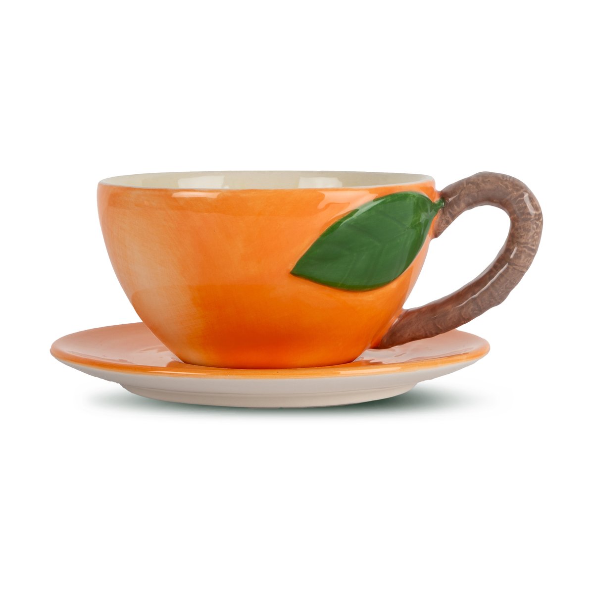 Byon Peach Tasse mit Untertasse Orange