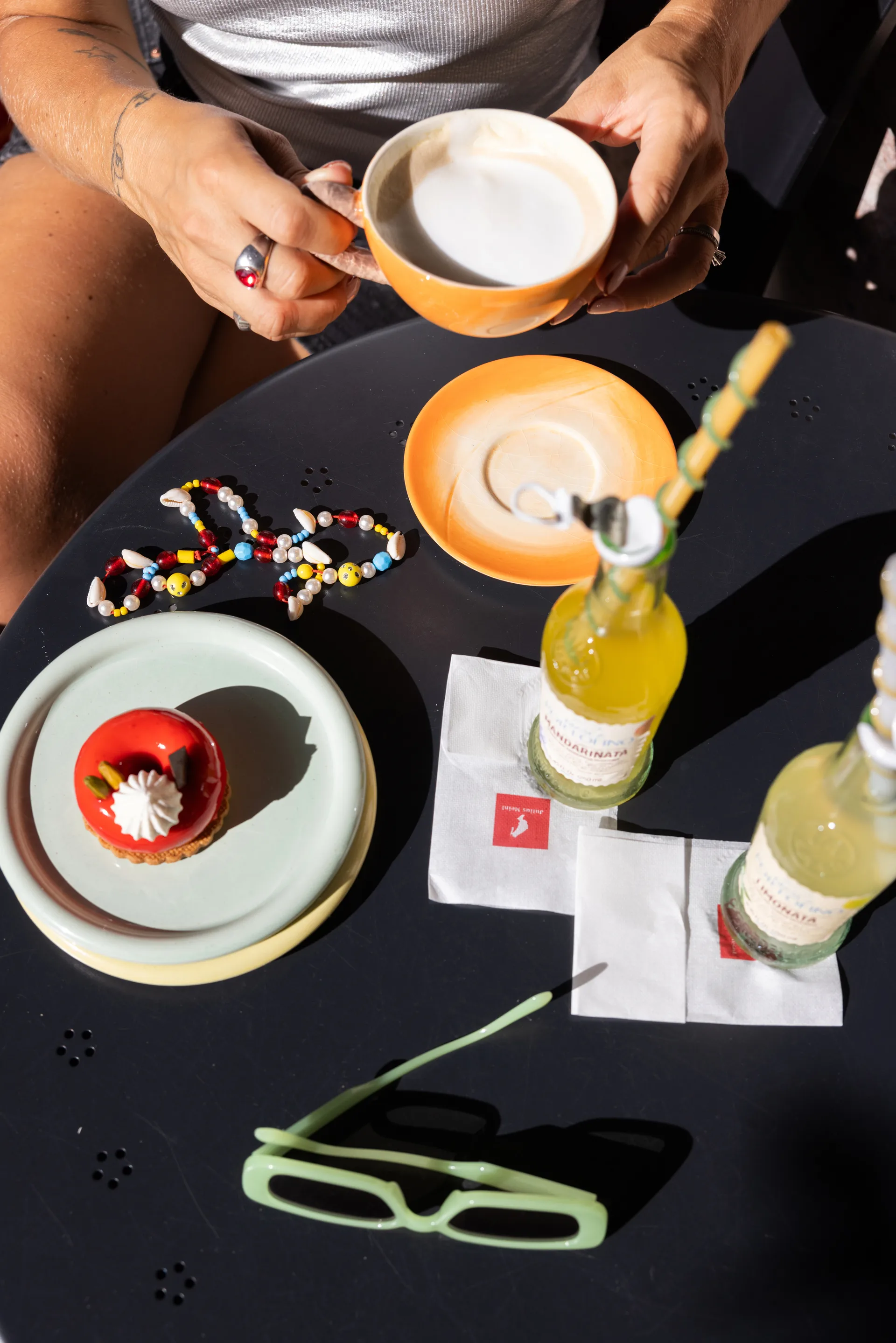 Peach Tasse mit Untertasse, Orange Byon