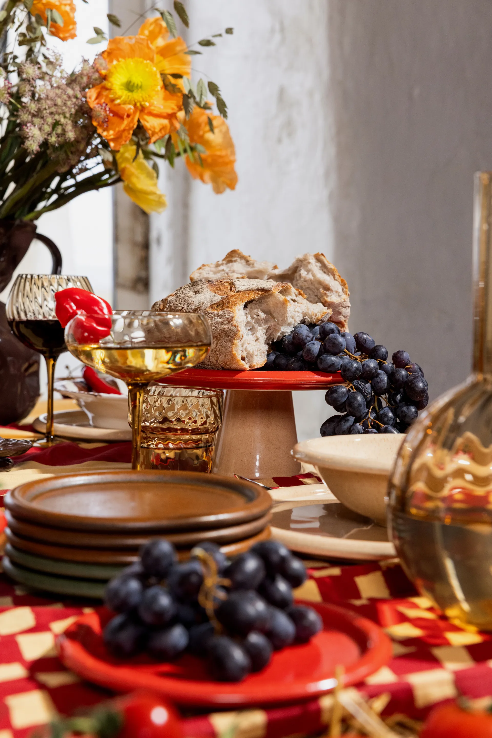 Porto Kuchenplatte Ø26x11 cm, Rot-beige Byon