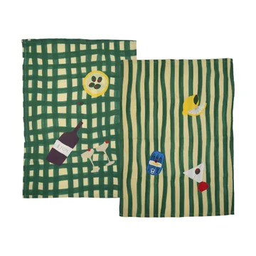 Sera Küchentuch 2er-Pack - Grün, 50x70 cm - Byon
