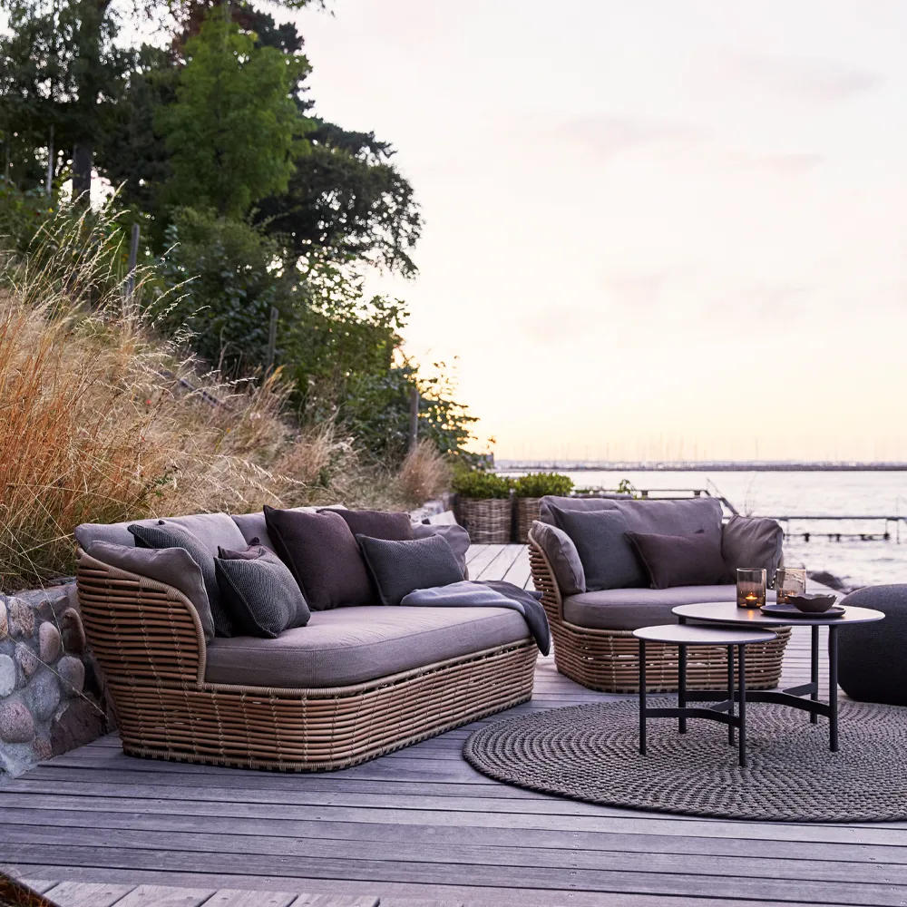 Basket Sofa 2-Sitzer, Natural, taupefarbene kissen Cane-line