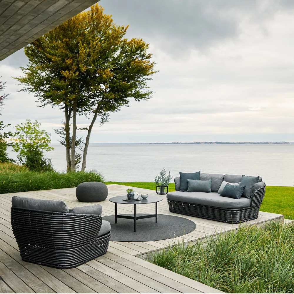 Basket Sofa 2-Sitzer, Natural, taupefarbene kissen Cane-line