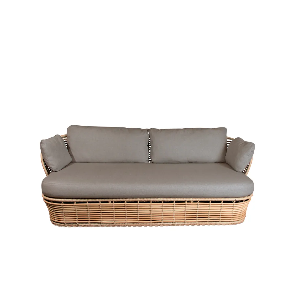 Basket Sofa 2-Sitzer, Natural, taupefarbene kissen Cane-line