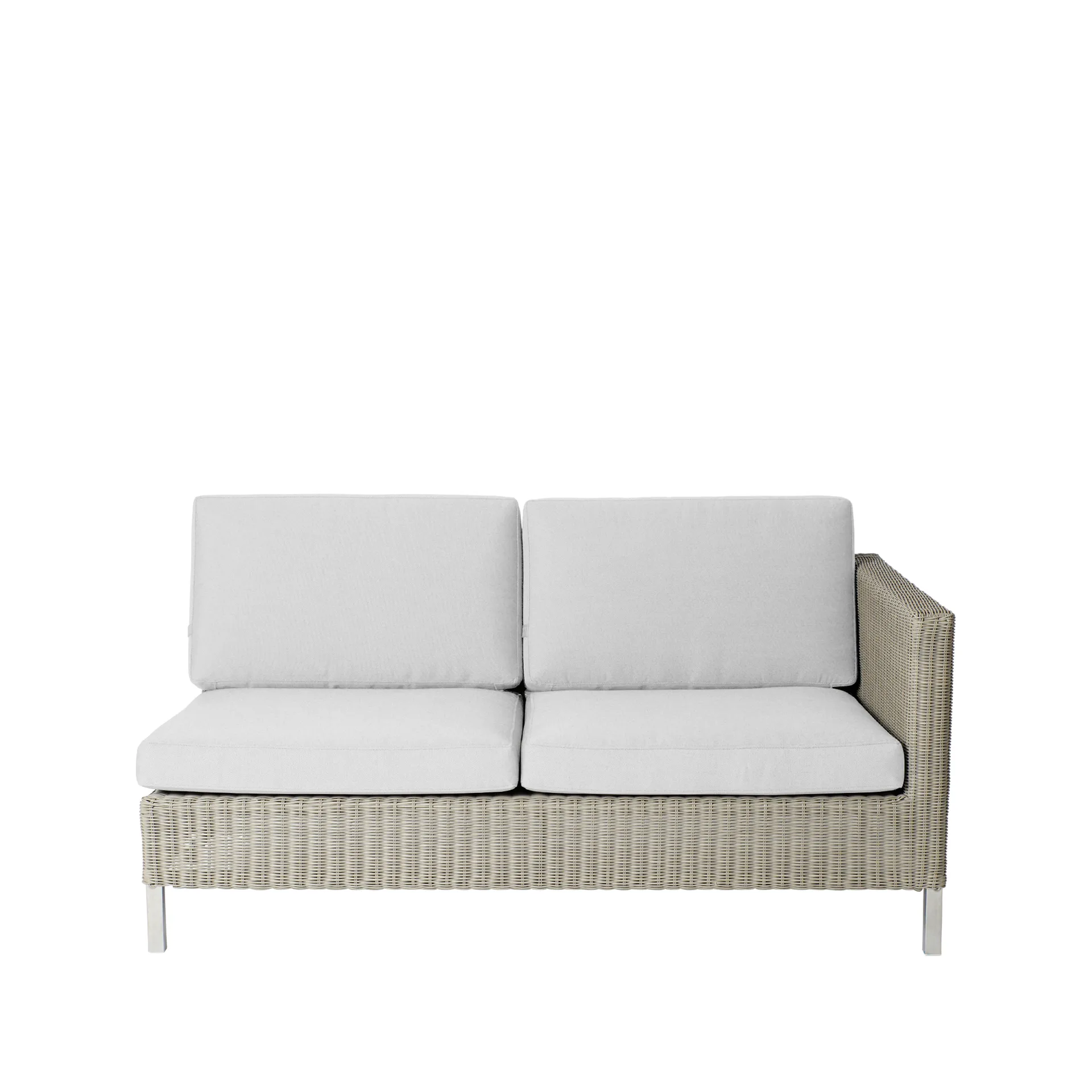 Connect Modulsofa, 2-Sitzer taupe, links, weiße Kissen Cane-line